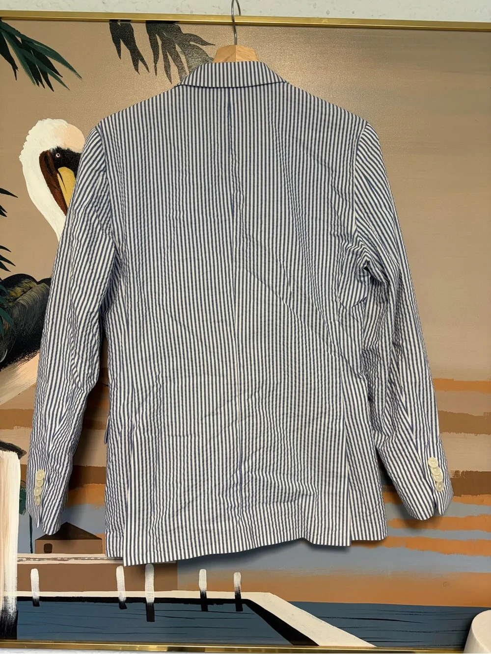 J. Crew Ludlow Seersucker Suit 36s pants 31x28